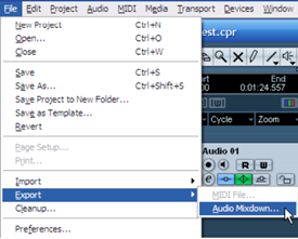 Vào menu File – Export – Audio Mixdown