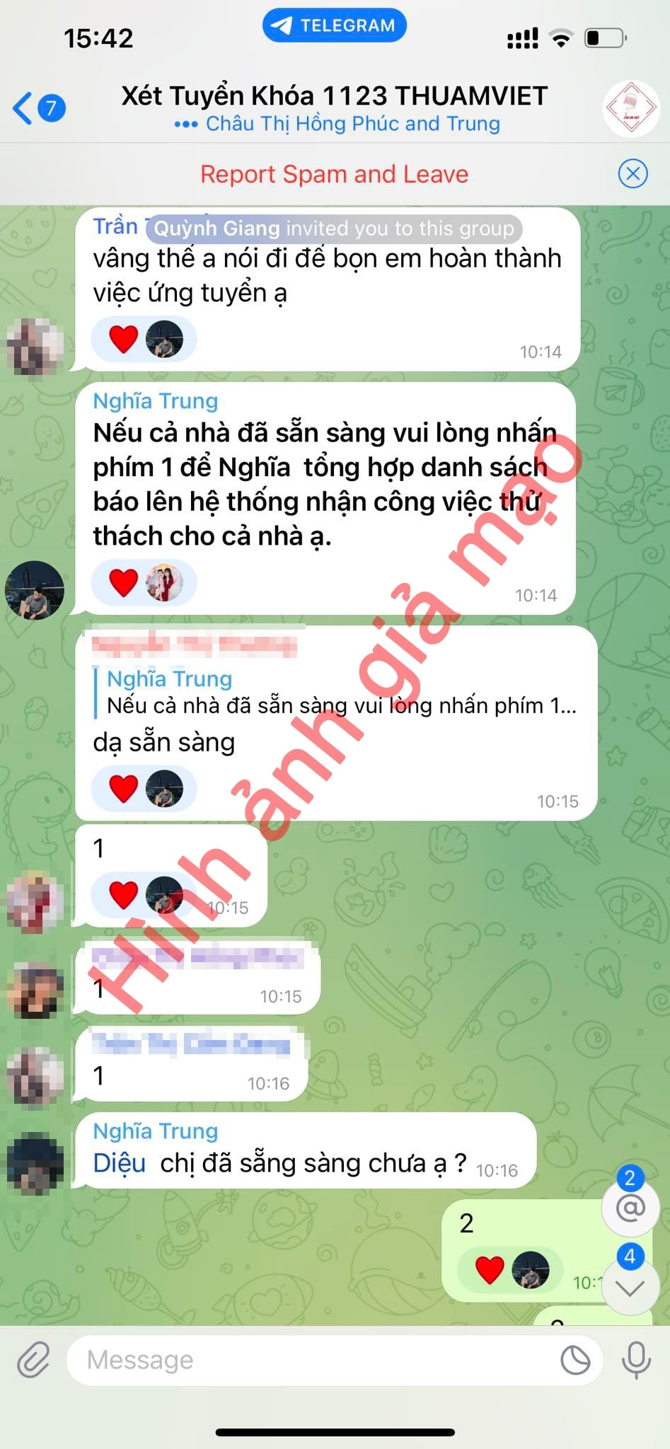 Tin nhắn trong Nhóm kín Telegram với nạn nhân p3