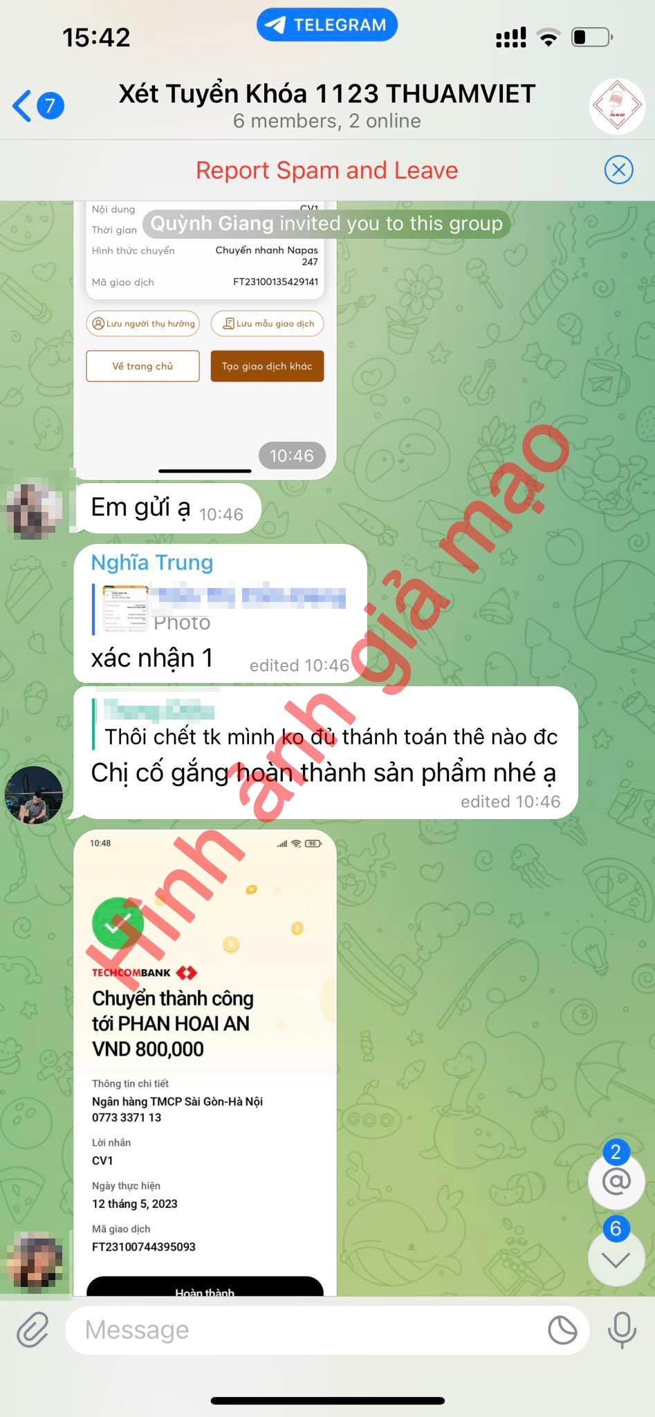 Tin nhắn trong Nhóm kín Telegram với nạn nhân p4