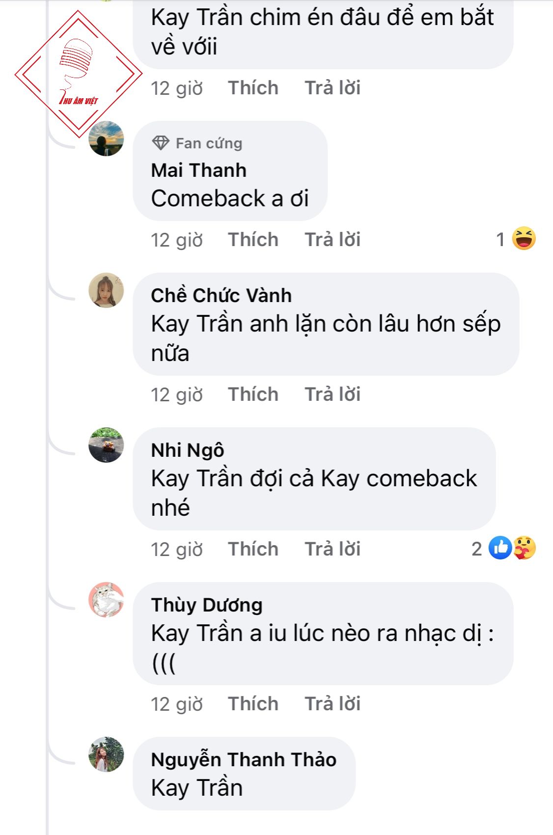 Các comment gọi tên anh Kay Trần dưới bài post của Sơn Tùng bao giờ comeback