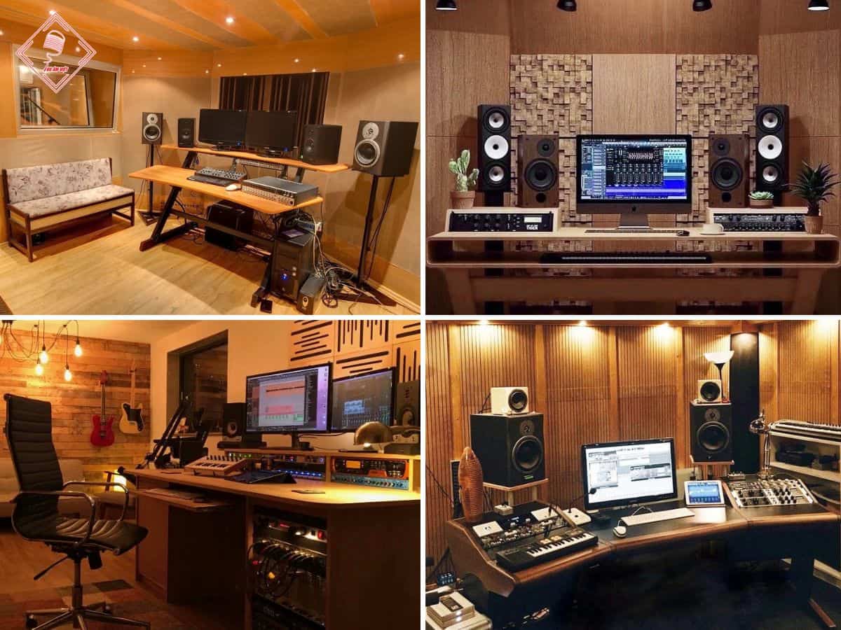 phòng thu âm phong cách classic wood