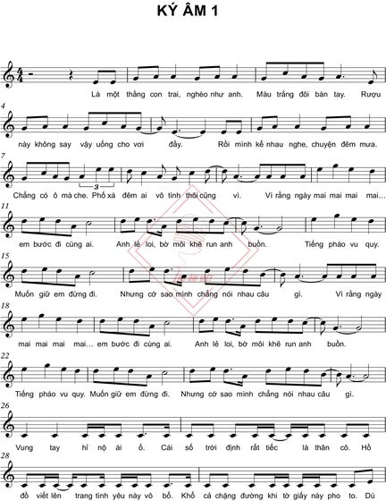 ký âm nhạc trẻ 